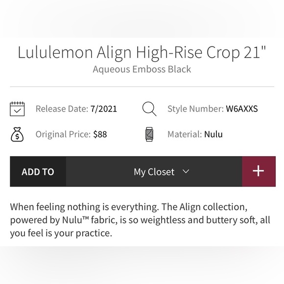 Lululemon Align High-Rise Crop 21" in Aqueous Emboss Black - Picture 9 of 10